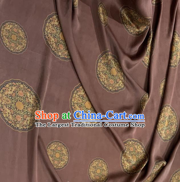 Asian Chinese Traditional Round Pattern Design Rust Red Gambiered Guangdong Gauze Fabric Silk Material