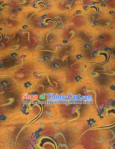 Asian Chinese Traditional Pattern Design Ginger Gambiered Guangdong Gauze Fabric Silk Material