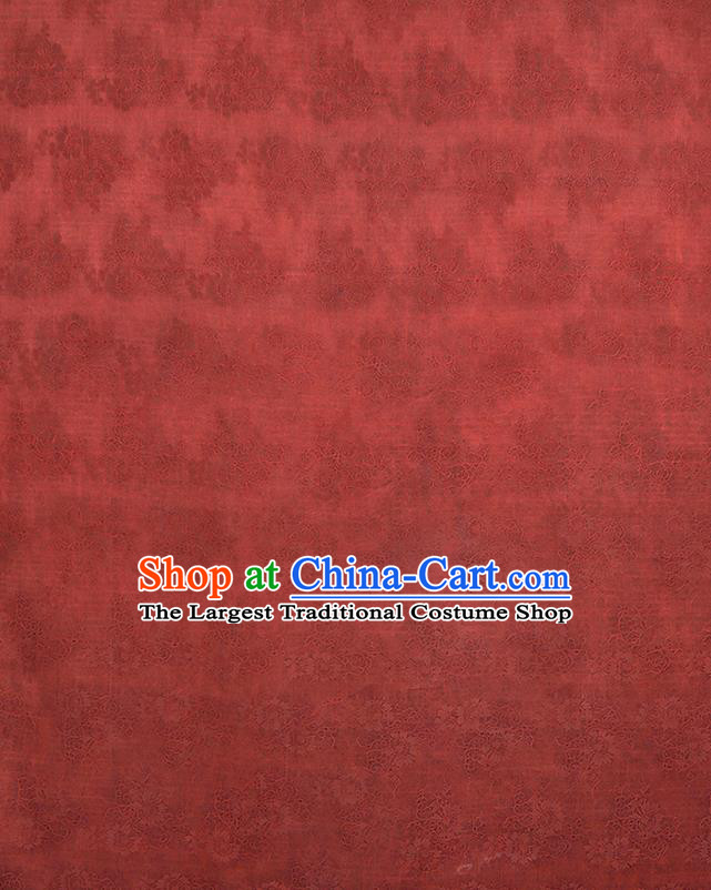 Chinese Classical Pattern Design Rust Red Gambiered Guangdong Gauze Fabric Asian Traditional Cheongsam Silk Material