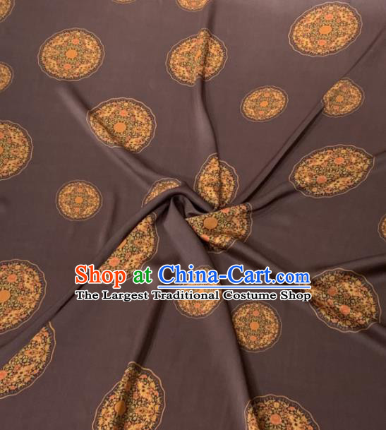 Asian Chinese Traditional Round Pattern Design Brown Gambiered Guangdong Gauze Fabric Silk Material