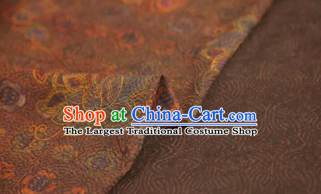 Asian Chinese Traditional Lotus Pattern Design Brown Gambiered Guangdong Gauze Fabric Silk Material