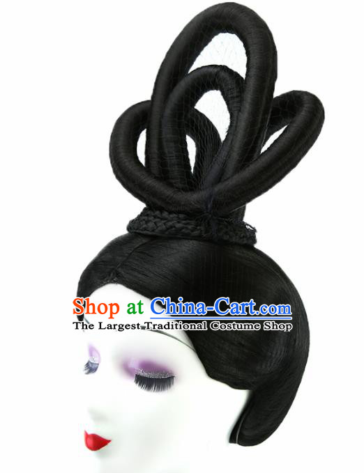 Chinese Ancient Goddess Wigs Hair Accessories Drama Palace Princess Chignon for Women