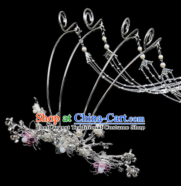 Chinese Ancient Princess Tassel Hair Crown Hairpins Traditional Classical Dance Hair Accessories for Women