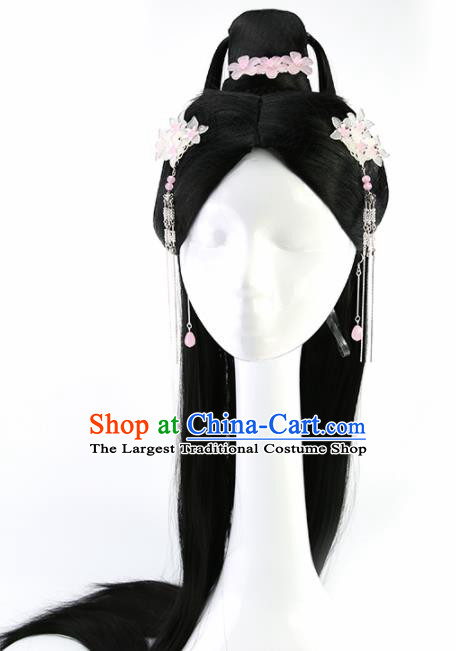 Chinese Ancient Goddess Wigs and Hairpins Hair Accessories Drama Palace Princess Chignon for Women