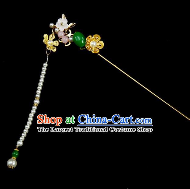 Chinese Ancient Queen Pearls Tassel Hairpins Traditional Classical Dance Hair Accessories for Women
