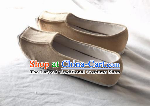 Chinese Kung Fu Shoes Beige Brocade Shoes Traditional Hanfu Shoes Opera Shoes for Men