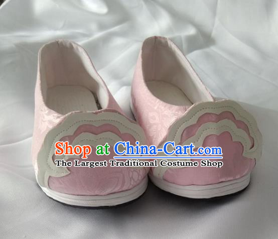 Chinese Traditional Pink Brocade Shoes Opera Shoes Hanfu Shoes Ancient Princess Shoes for Women