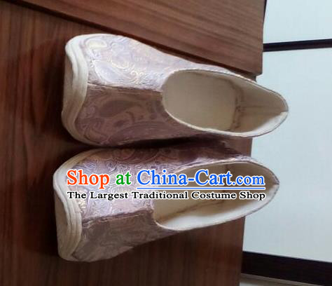 Chinese Traditional Handmade Lilac Brocade Bow Shoes Opera Shoes Hanfu Shoes Ancient Princess Shoes for Women