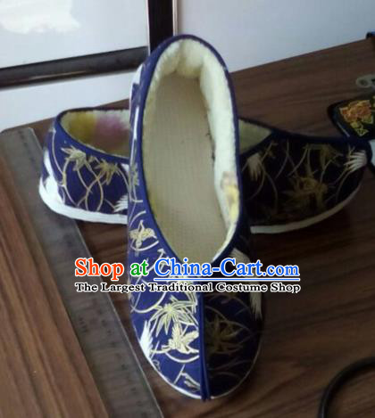 Chinese Traditional Handmade Royalblue Brocade Shoes Opera Shoes Hanfu Shoes Ancient Princess Shoes for Women