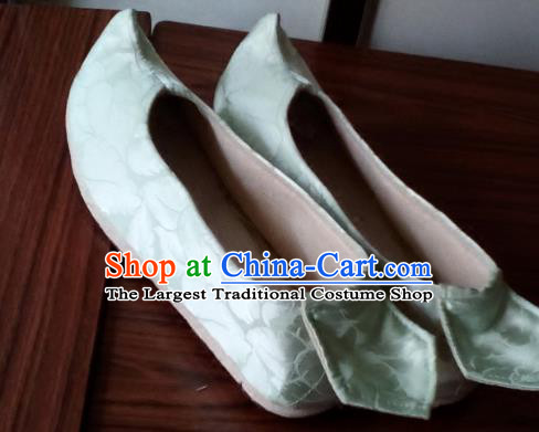 Chinese Traditional Handmade Light Green Brocade Shoes Opera Shoes Hanfu Shoes Ancient Princess Shoes for Women