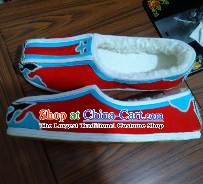 Chinese Kung Fu Shoes Red Cloth Shoes Traditional Hanfu Shoes Opera Shoes for Men