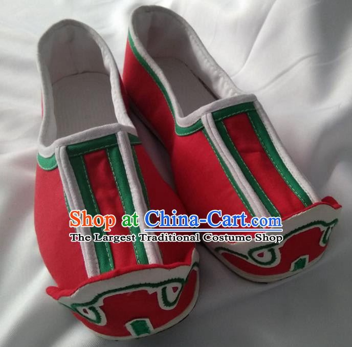 Chinese Kung Fu Shoes Handmade Red Cloth Shoes Traditional Hanfu Shoes Opera Shoes for Men