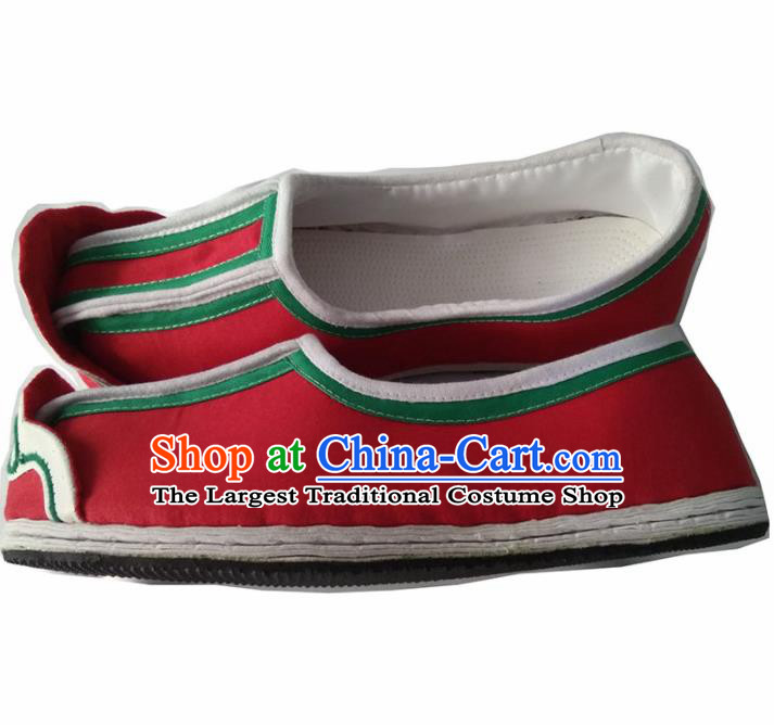 Chinese Kung Fu Shoes Handmade Red Cloth Shoes Traditional Hanfu Shoes Opera Shoes for Men