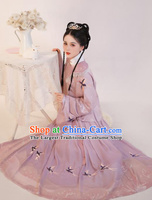 Chinese Ancient Rich Young Lady Pink Dress Traditional Ming Dynasty Nobility Girl Costumes for Women