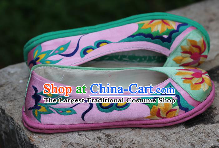 Chinese Handmade Shoes Traditional National Embroidered Lotus Shoes Hanfu Shoes for Women