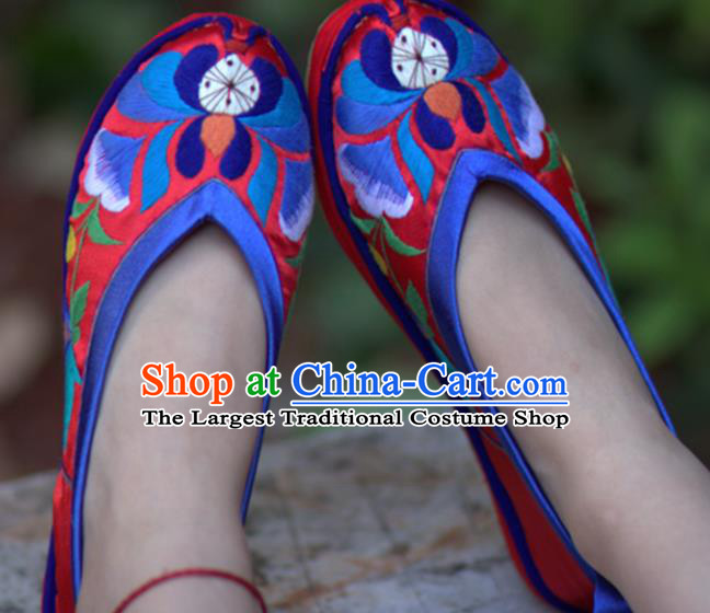 Chinese Embroidered Red Shoes Handmade Hanfu Shoes Traditional National Shoes for Women