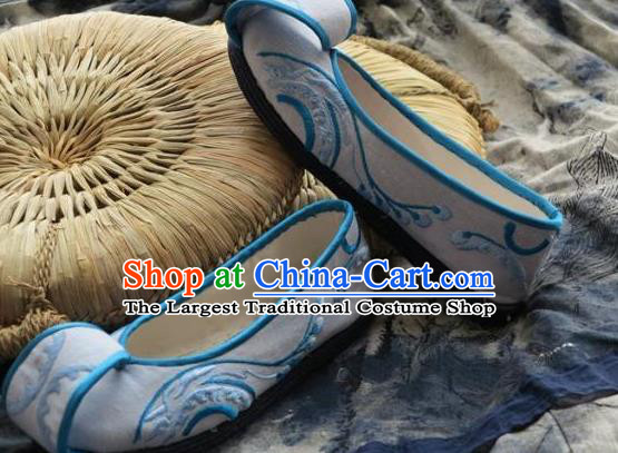 Chinese Handmade White Embroidered Shoes Hanfu Shoes Traditional National Shoes for Women