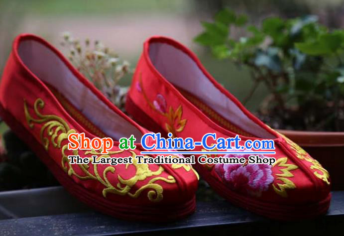 Chinese Wedding Shoes Traditional National Embroidered Red Shoes Hanfu Shoes for Women