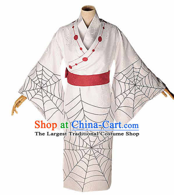 Japanese Cosplay Warrior Knight White Kimono Traditional Ancient Swordsman Costume for Men