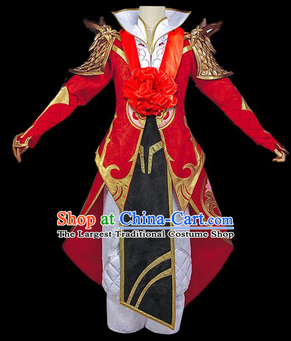 Chinese Cosplay Swordsman Wedding Red Hanfu Clothing Traditional Ancient Knight Costume for Men