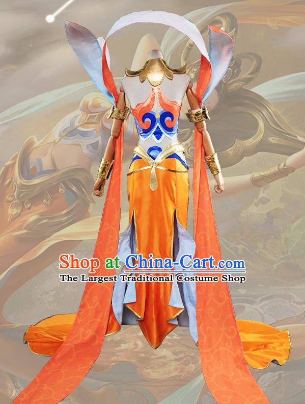 Chinese Cosplay Game Fairy Princess Orange Dress Traditional Ancient Female Swordsman Costume for Women