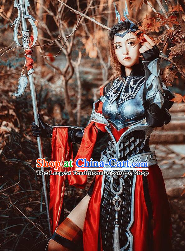 Chinese Cosplay Game General Black Dress Traditional Ancient Female Swordsman Costume for Women