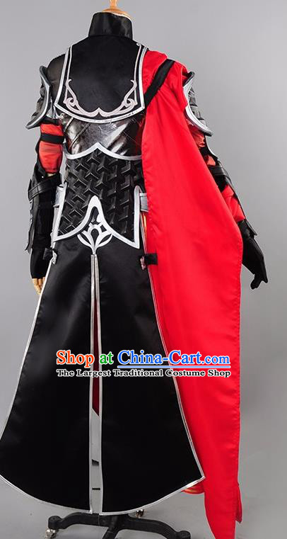 Chinese Cosplay Game General Black Dress Traditional Ancient Female Swordsman Costume for Women