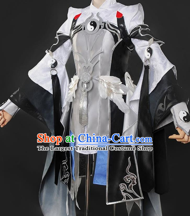 Chinese Cosplay Game Taoist Nun Black Dress Traditional Ancient Princess Female Swordsman Costume for Women