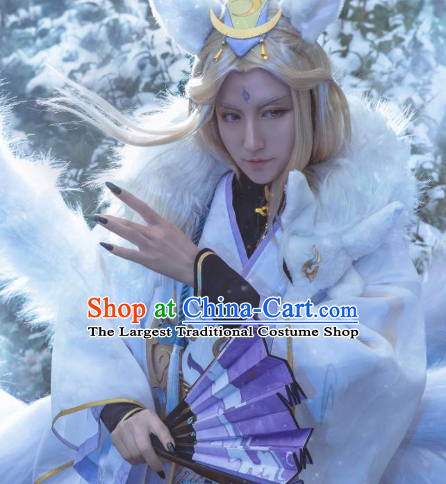 Chinese Cosplay King Swordsman Grey Hanfu Clothing Traditional Ancient Knight Costume for Men