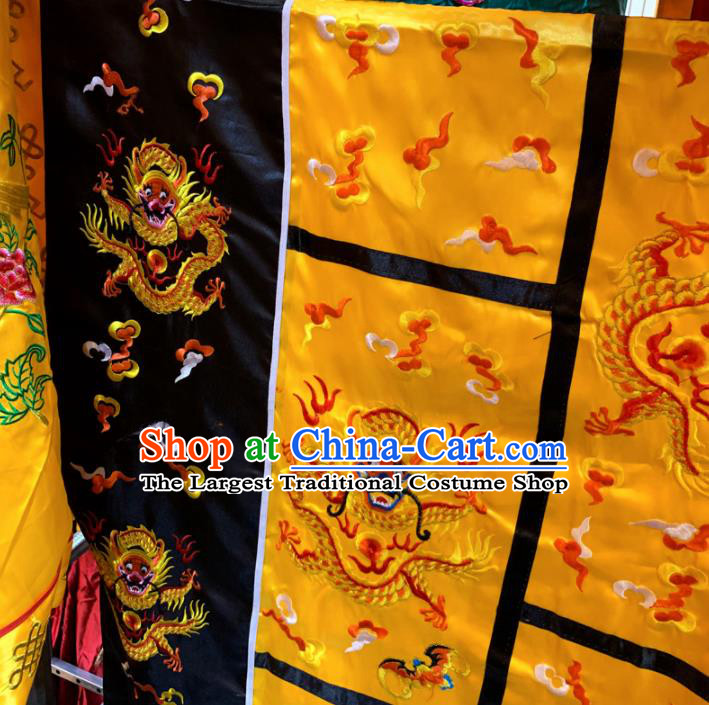 Chinese Taoism Embroidered Dragon Yellow Priest Frock Cassock Traditional Taoist Rite Costume for Men
