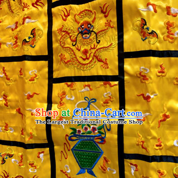 Chinese Taoism Embroidered Dragon Yellow Priest Frock Cassock Traditional Taoist Rite Costume for Men