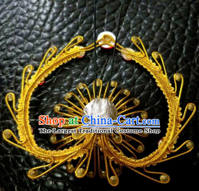 Chinese Traditional Peking Opera Princess Golden Hairpins Handmade Beijing Opera Diva Hair Accessories for Women