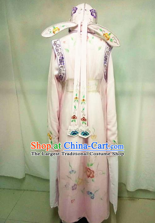 Chinese Traditional Peking Opera Scholar Embroidered Pink Costume Ancient Nobility Childe Clothing for Men
