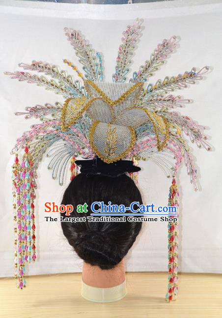 Chinese Traditional Peking Opera Princess Colorful Phoenix Crown Handmade Ancient Court Lady Hair Accessories for Women