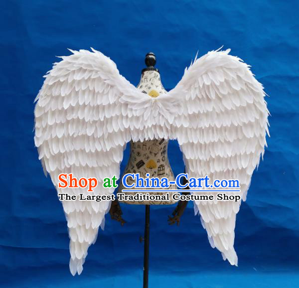 Professional Halloween Stage Show Miami White Feathers Wings Brazilian Carnival Catwalks Prop for Women