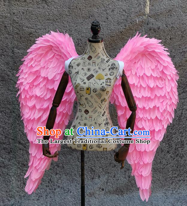 Professional Halloween Stage Show Miami Pink Feathers Wings Brazilian Carnival Catwalks Prop for Women