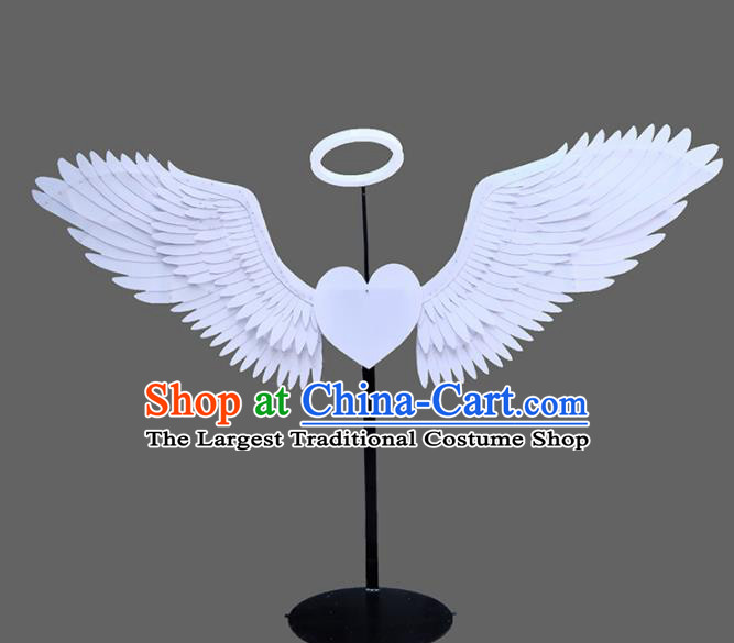 Professional Halloween Stage Show White Acrylic Wings Brazilian Carnival Catwalks Prop for Women