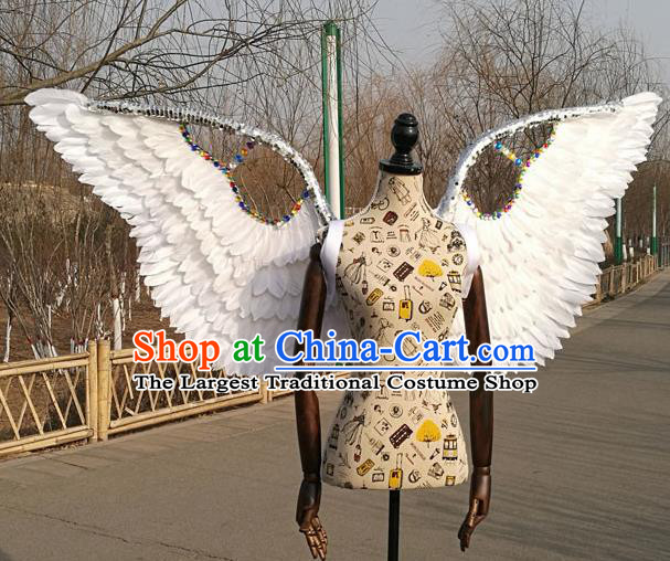 Professional Halloween Stage Show Crystal Feather Wings Brazilian Carnival Catwalks Prop for Women