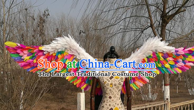 Professional Halloween Stage Show Colorful Feather Wings Brazilian Carnival Catwalks Prop for Women