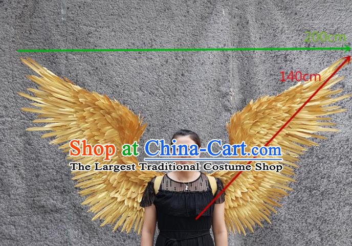Professional Halloween Stage Show Golden Feather Angel Wings Brazilian Carnival Catwalks Prop for Women