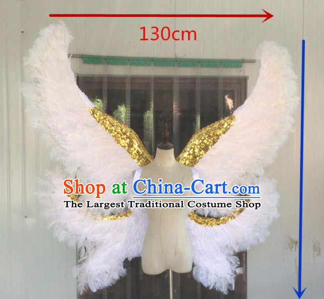 Professional Halloween Stage Show White Feather Butterfly Angel Wings Brazilian Carnival Catwalks Prop for Women