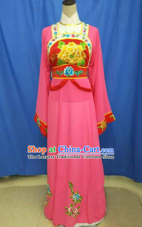 Chinese Traditional Peking Opera Servant Girl Rosy Dress Ancient Court Maid Costume for Women