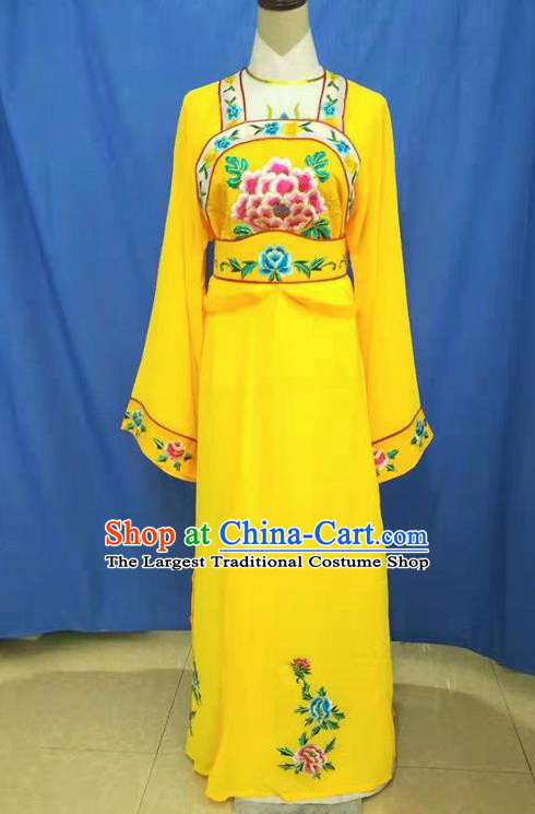 Chinese Traditional Peking Opera Servant Girl Yellow Dress Ancient Court Maid Costume for Women