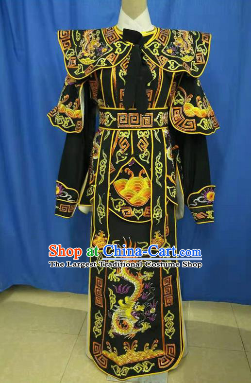 Chinese Traditional Peking Opera Takefu Embroidered Black Kao Costume Handmade Ancient Swordsman Clothing for Men