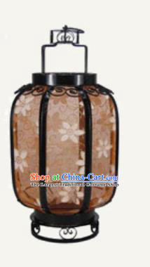 Chinese Classical Brown Gauze Palace Lantern Traditional Handmade New Year Ironwork Ceiling Lamp