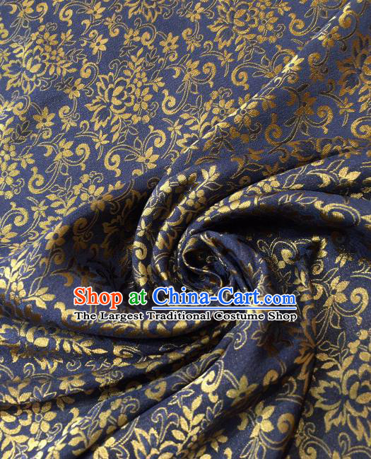 Asian Chinese Traditional Pattern Design Royalblue Gambiered Guangdong Gauze Fabric Silk Material