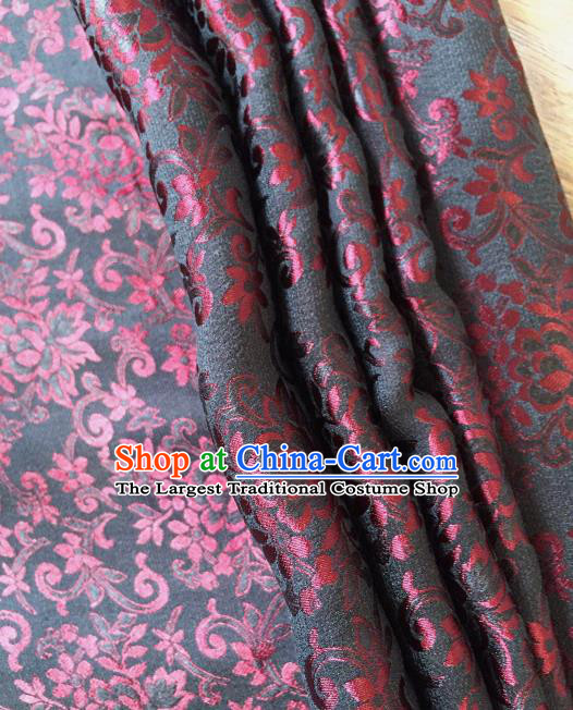 Asian Chinese Traditional Red Flowers Pattern Design Gambiered Guangdong Gauze Fabric Silk Material