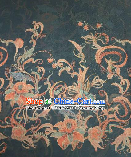 Asian Chinese Traditional Vine Pattern Design Atrovirens Gambiered Guangdong Gauze Fabric Silk Material
