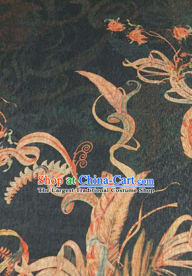 Asian Chinese Traditional Vine Pattern Design Atrovirens Gambiered Guangdong Gauze Fabric Silk Material