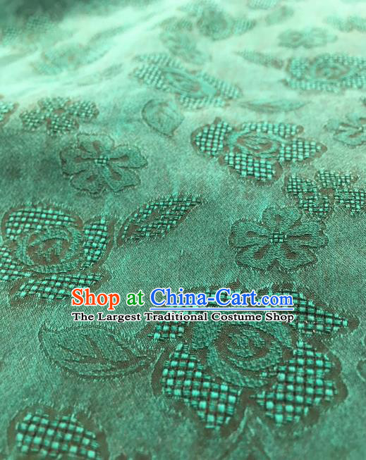 Asian Chinese Traditional Roses Pattern Design Green Gambiered Guangdong Gauze Fabric Silk Material